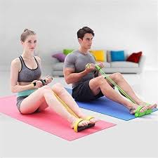 Tummy Trimmer | Foot Pedal Resistance Band Elastic Sit-up Pull Rope | Yoga Fitness Gym | Elastic Pull Ropes | Random Colors