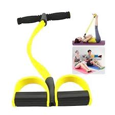 Tummy Trimmer | Foot Pedal Resistance Band Elastic Sit-up Pull Rope | Yoga Fitness Gym | Elastic Pull Ropes | Random Colors