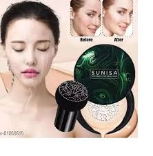 SUNISA foundation Base Original 3 In 1 | Air Cushion CC & Bb Cream | Waterproof Foundation | Moisturizing Liquid Foundation with Sponge
