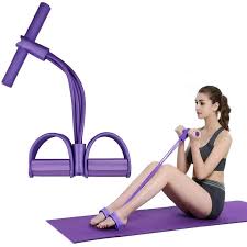 Tummy Trimmer | Foot Pedal Resistance Band Elastic Sit-up Pull Rope | Yoga Fitness Gym | Elastic Pull Ropes | Random Colors